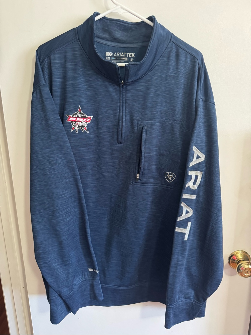 Ariat Navy embroidered PBR Zippered Pullover Sweatshirt